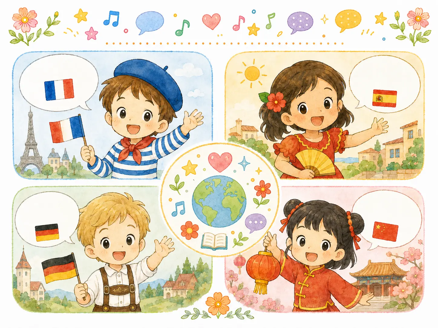 フランス語・スペイン語・ドイツ語・中国語