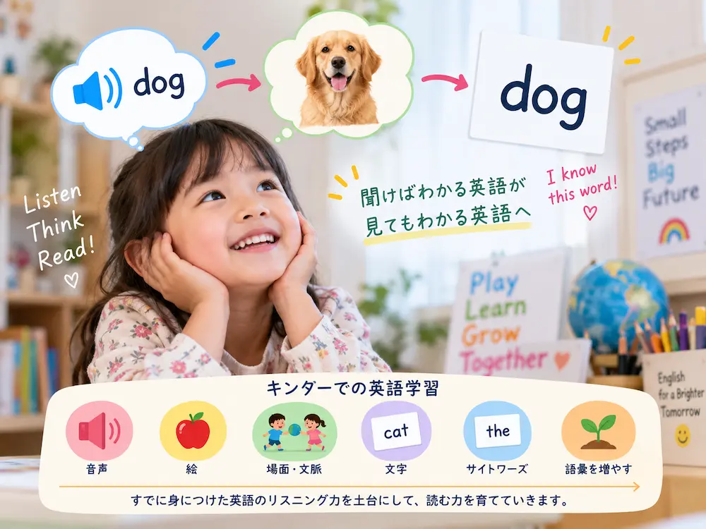 音声で知っていることばと、文字を結び付ける