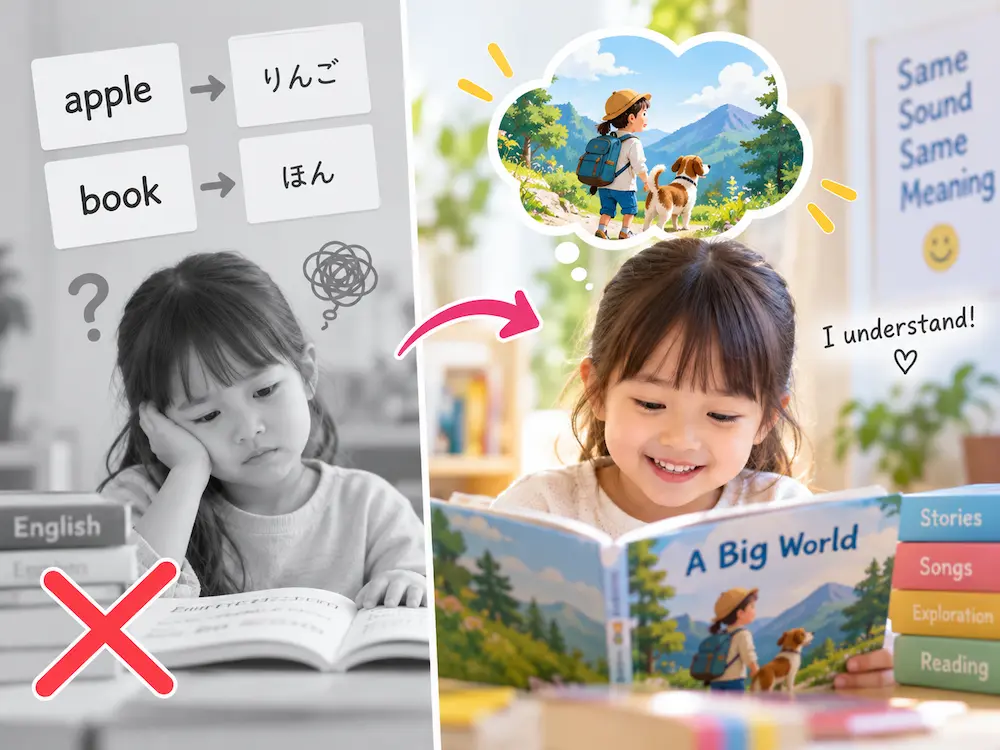 日本語に訳して読む英語へ戻さない
