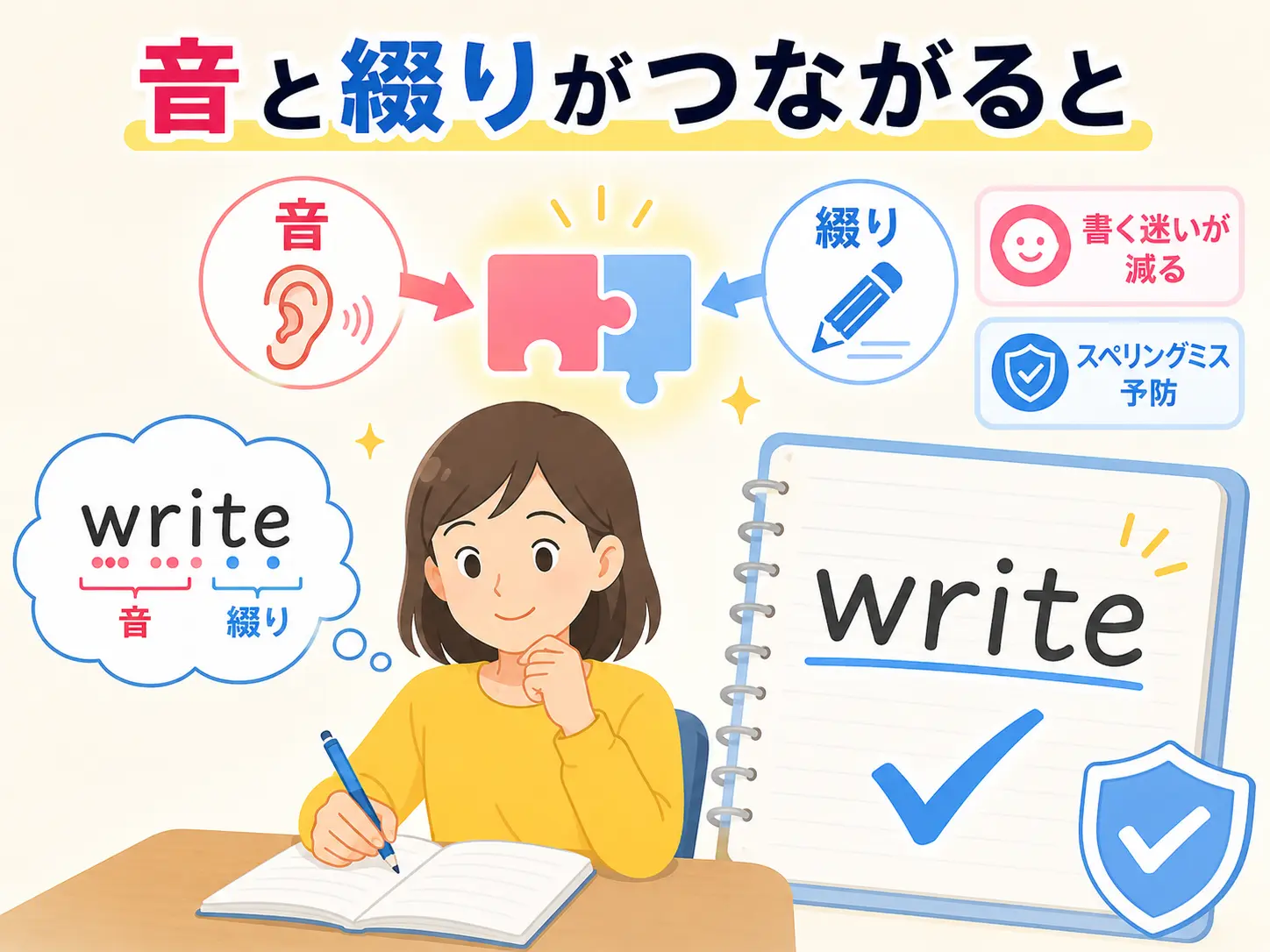 音から綴りを導き、スペリングミスを減らす