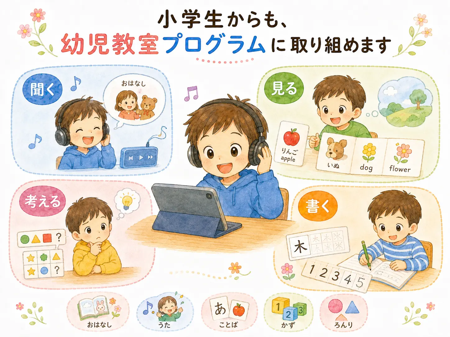 小学生からも、幼児教室プログラムに取り組めます
